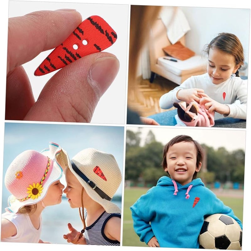 Colorful Wooden Carrot Sewing Buttons 200pcs For DIY Crafts And Clothing - Image 4